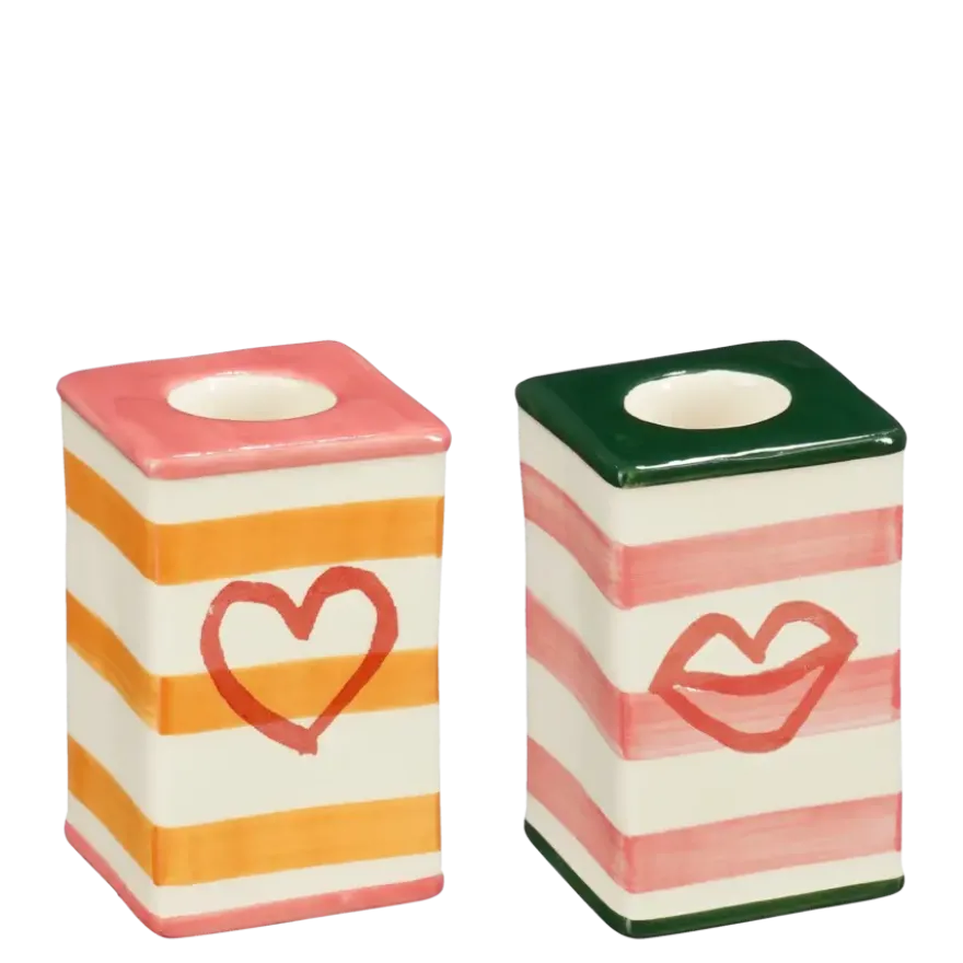 Bliss kandelaar roze oranje - l5xb5xh8cm