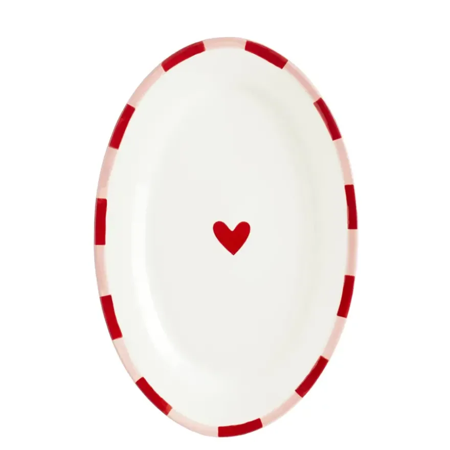 Bord ovaal rood - l41,5xb27,5xh3cm