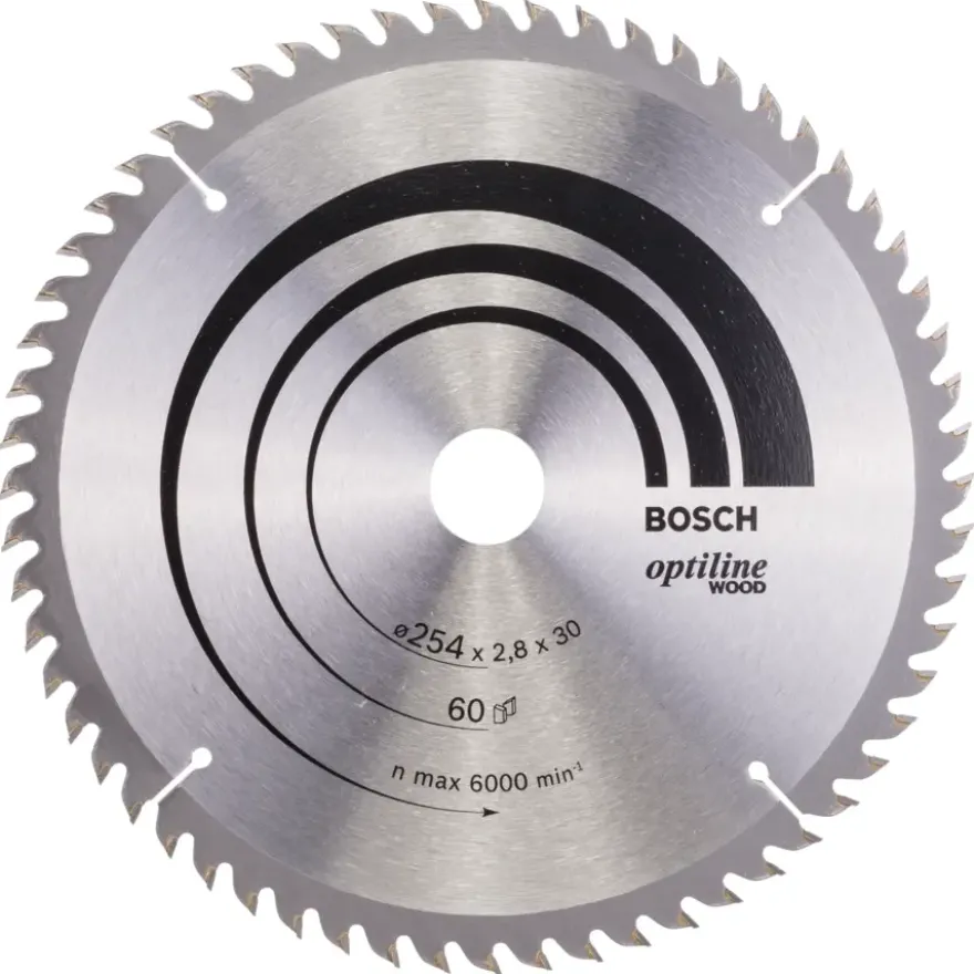 Bosch cirkelzaagblad Optiline voor hout 60 tanden - 254 x 30 x 2,8 mm