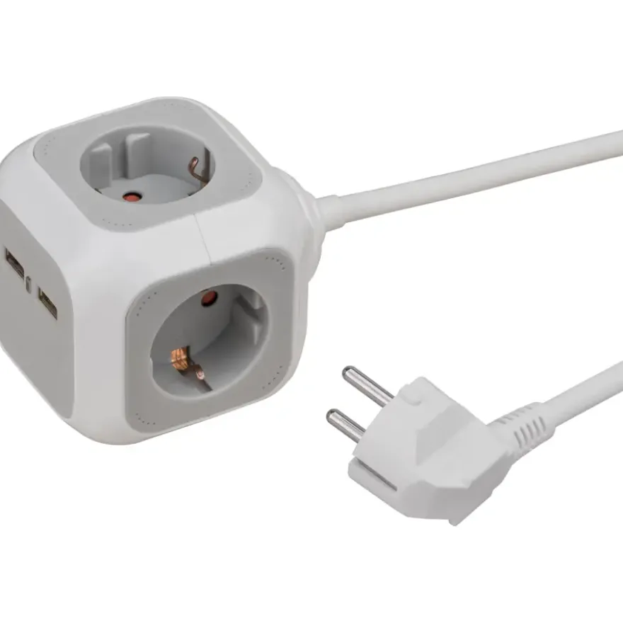 Brennenstuhl Stekkerblok 4-voudig + 2 USB Grijs 1,4 Meter