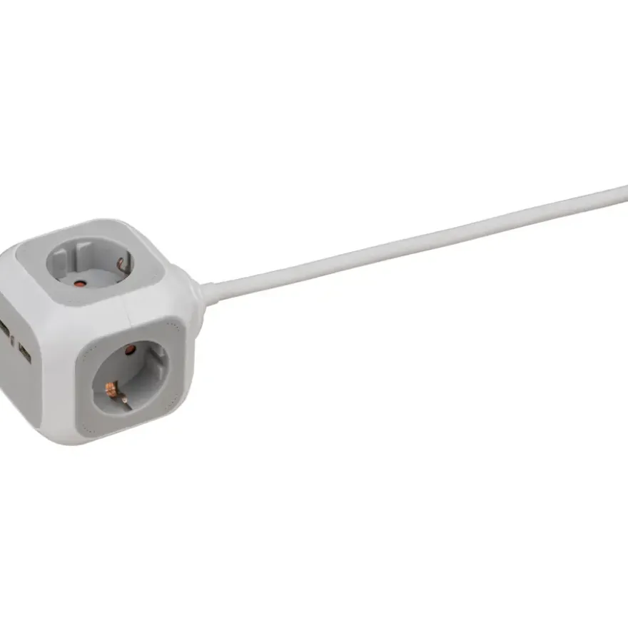 Brennenstuhl Stekkerblok 4-voudig + 2 USB Grijs 1,4 Meter