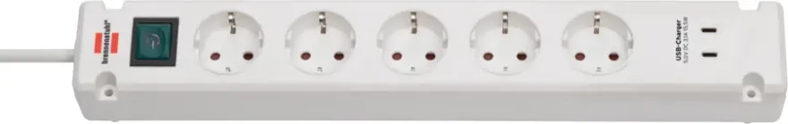 Brennenstuhl Stekkerdoos 5-voudig + 2 USB-C 3 Meter Wit
