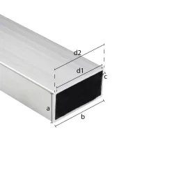 Buis rechthoekig aluminium brut 40x20x2000x1,5mm