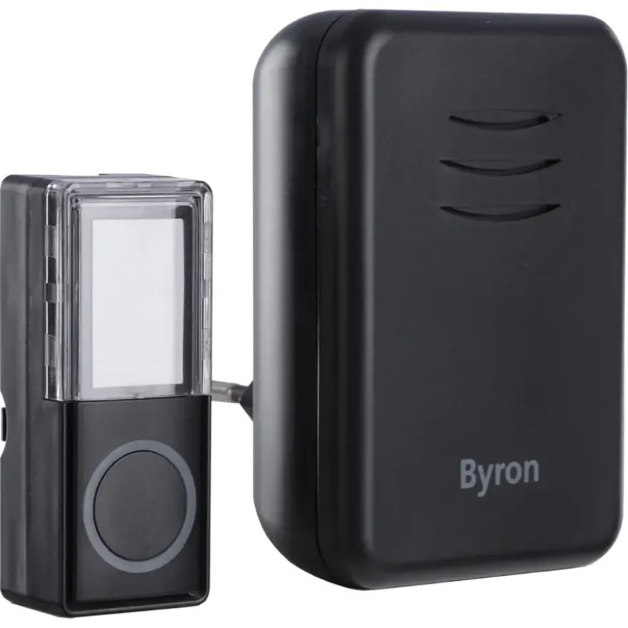 Byron DBY-22352 Draadloze deurbelset plugin 150m Zwart