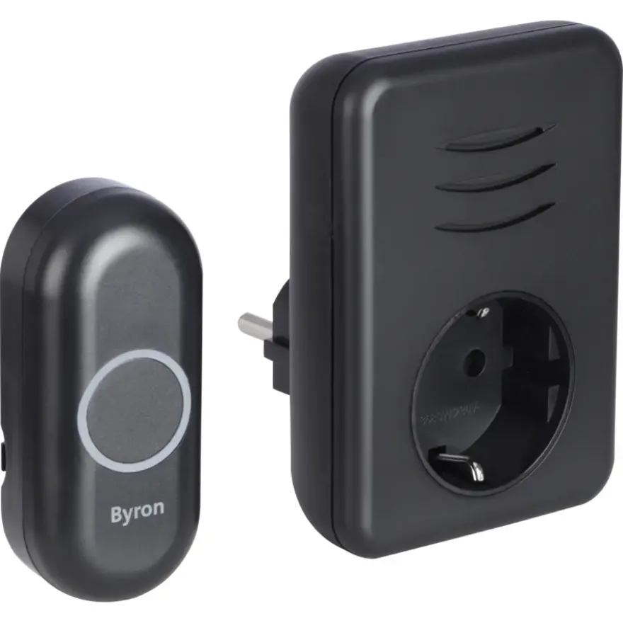 Byron DBY-22353 Draadloze deurbelset plugin met stopcontact 150m zwart