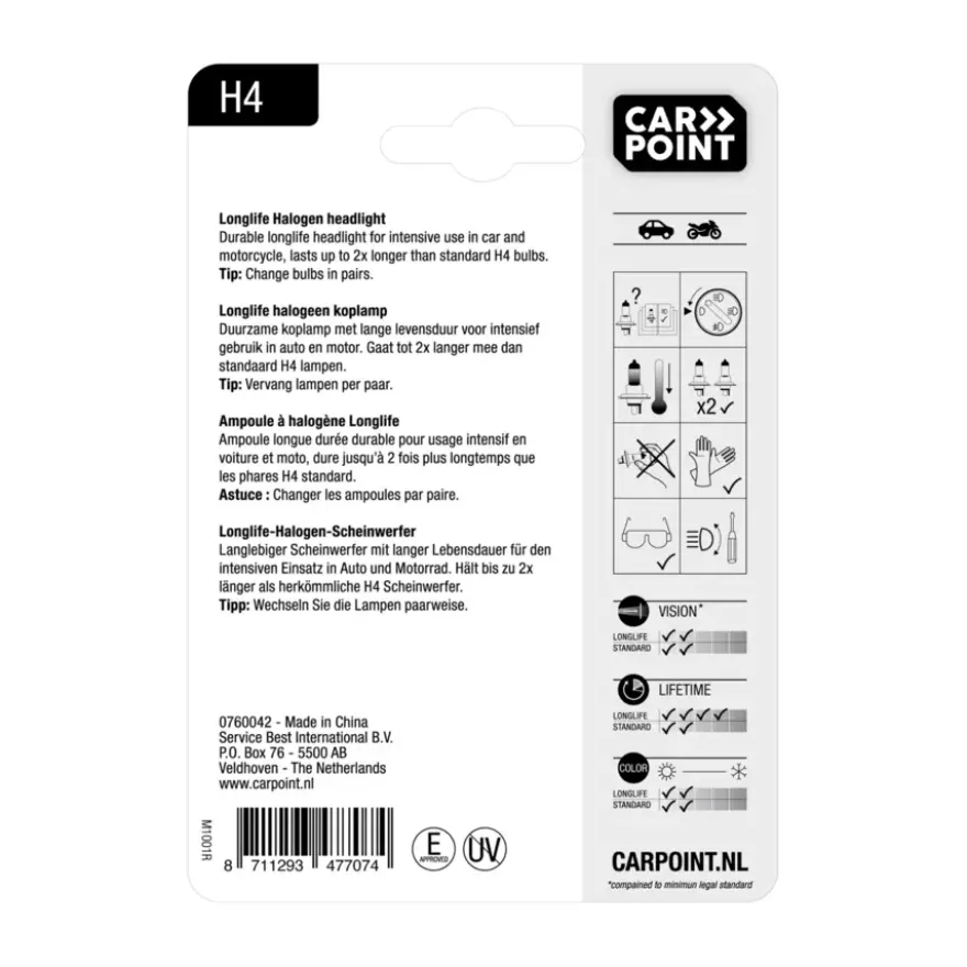 Carpoint autolamp H4 Longlife 12V 60/55W