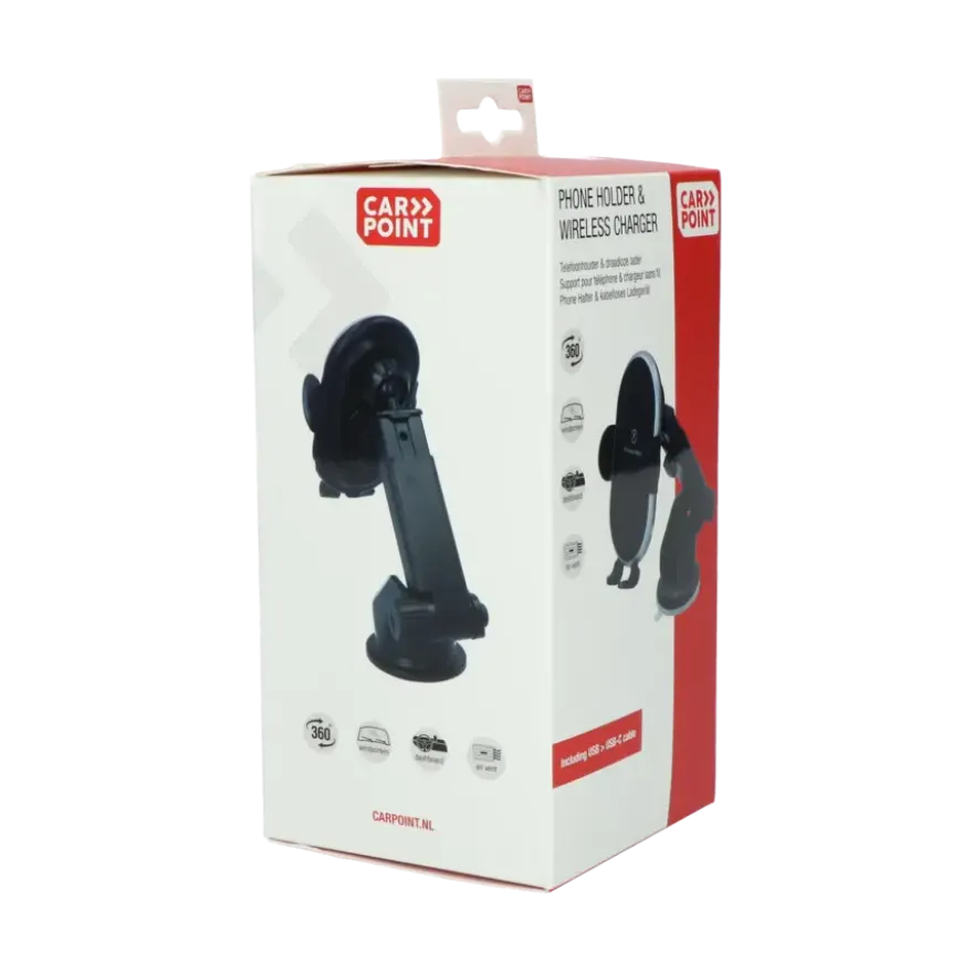 Carpoint 3in1 telefoonhouder auto & Draadloze Qi Lader
