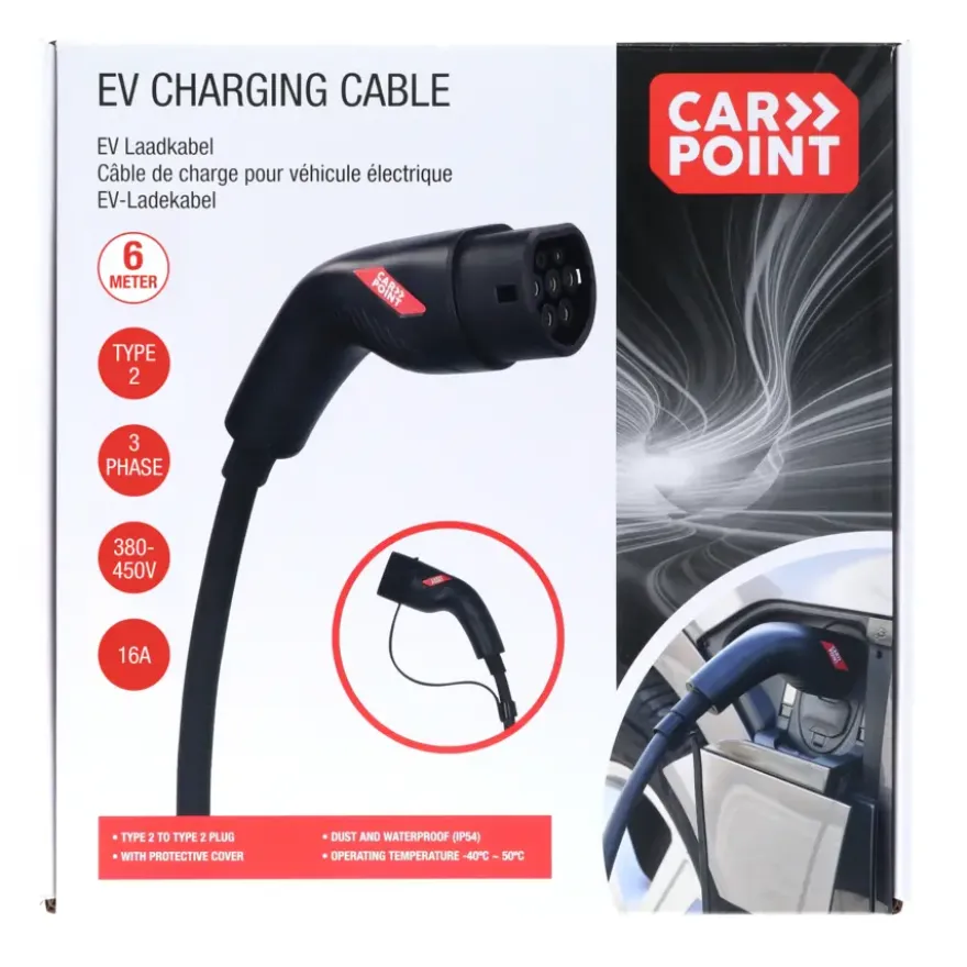 Carpoint laadkabel elektrische auto type 2 - 2 16a 3ph 6 meter