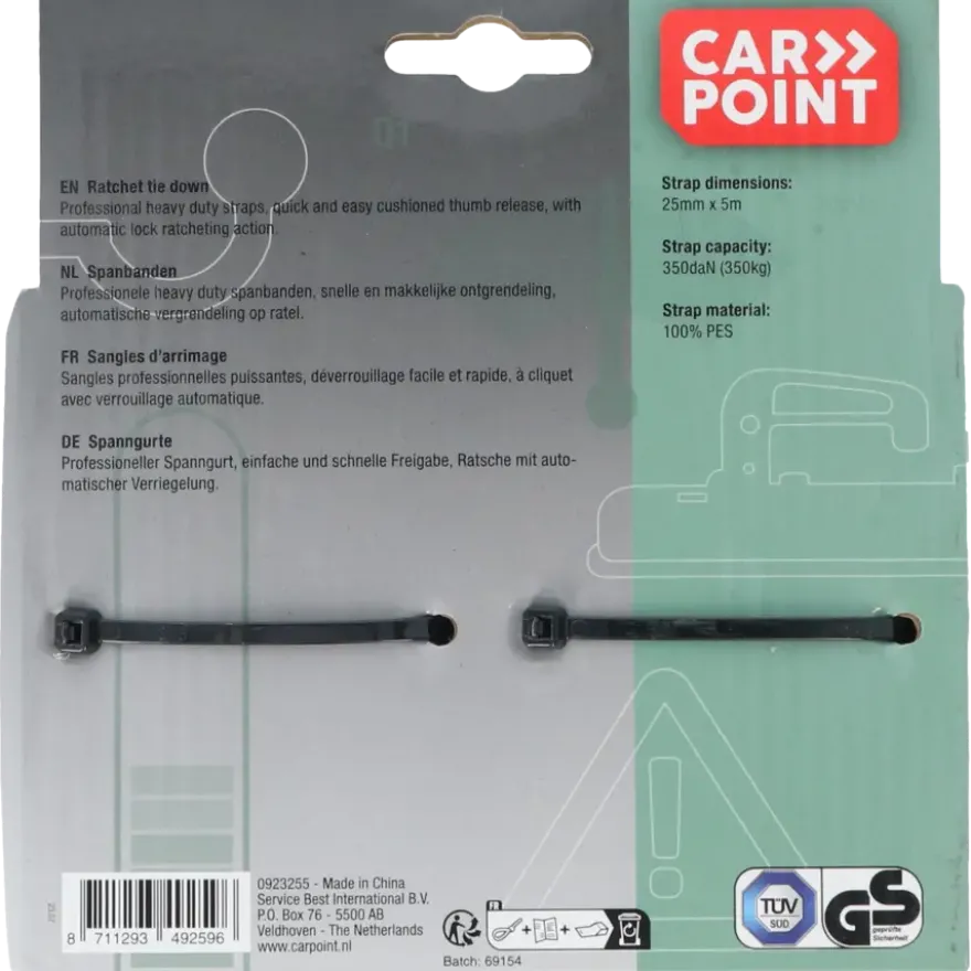 Carpoint Spanbandenset luxe met ratel 2 x 5 meter
