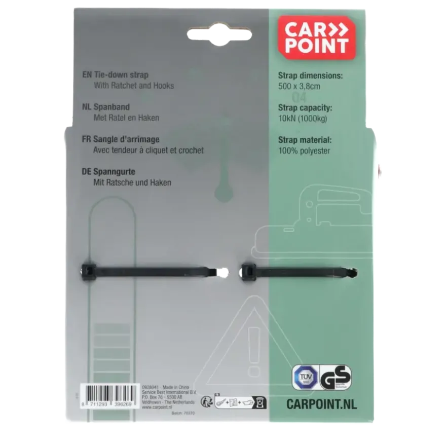 Carpoint Spanband met Ratel en Haken 5 Meter