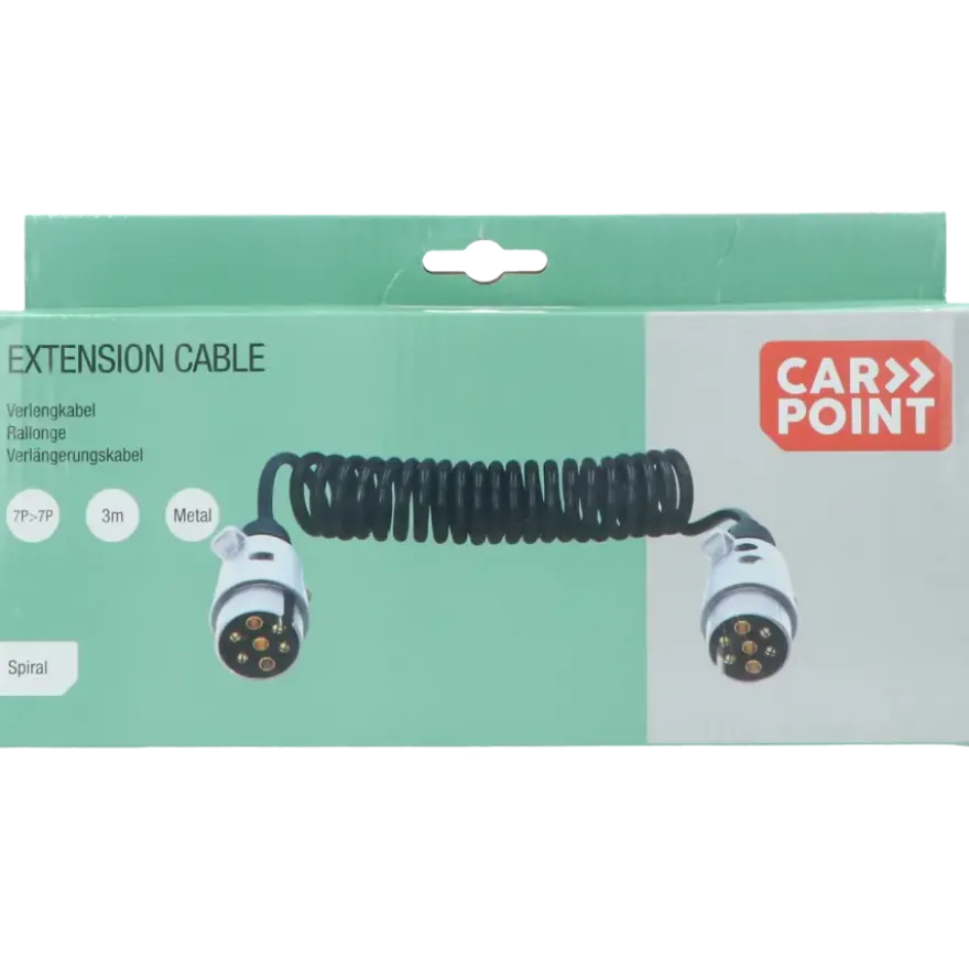Carpoint Verlengkabel voor aanhanger 7P 12V Min 65cm, Max 270cm ø1,2cm