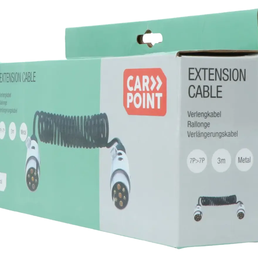 Carpoint Verlengkabel voor aanhanger 7P 12V Min 65cm, Max 270cm ø1,2cm