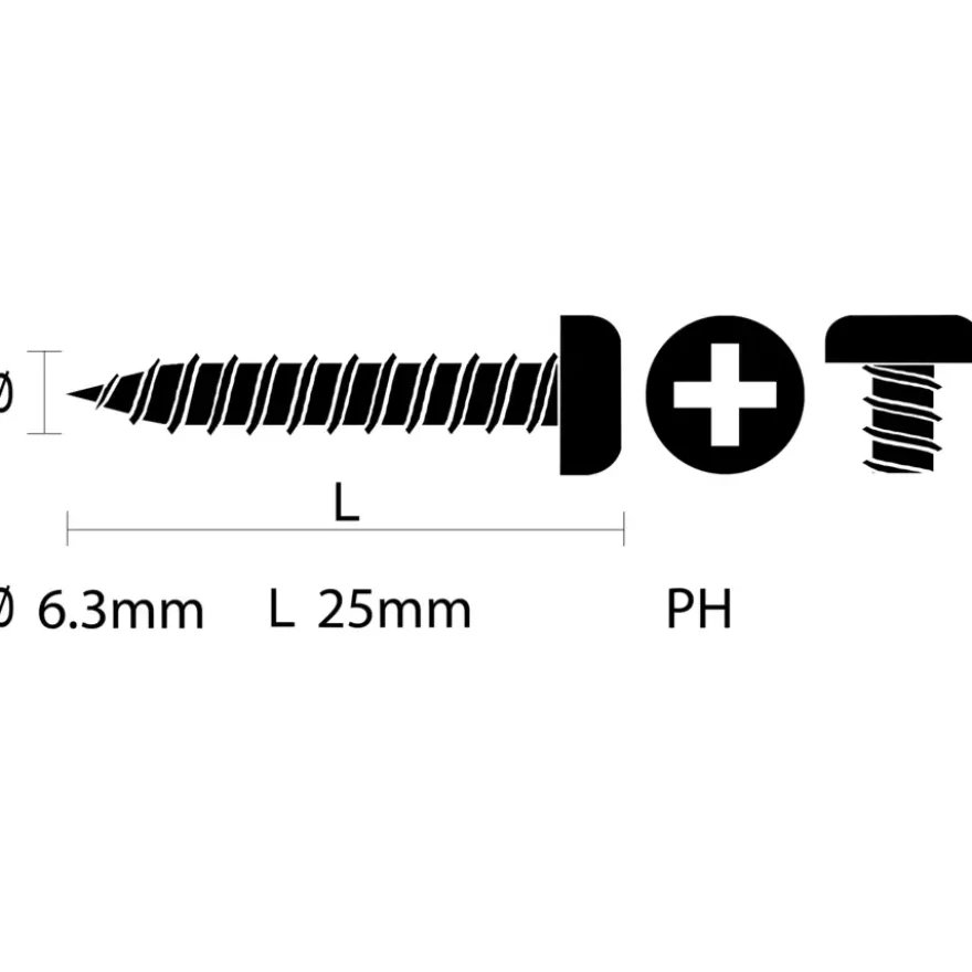 Carroserie schroef cilinderkop verzinkt 6,3x25 mm 10 stuks