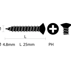 Carroserie schroef lenskop Verzinkt 4,8x25 mm 15 stuks