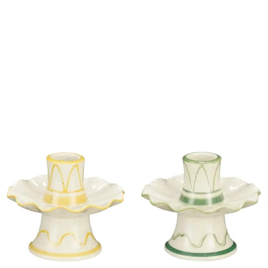 Clayton kandelaar geel groen - h8xd9,5cm