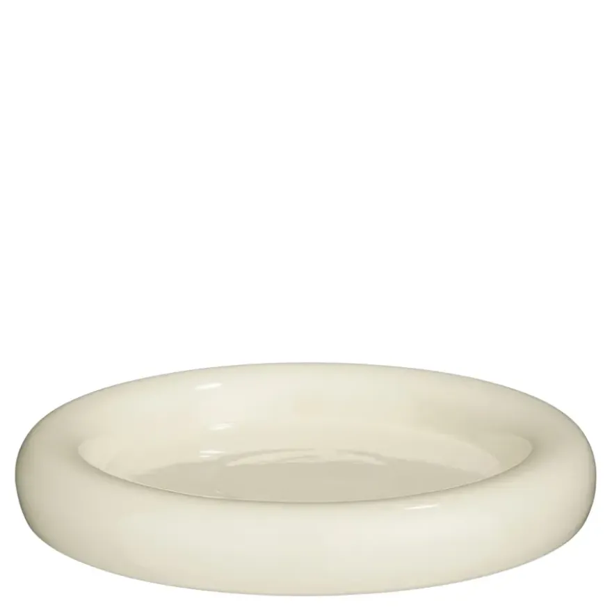 Decoratie bord off white - h4,5xd28cm