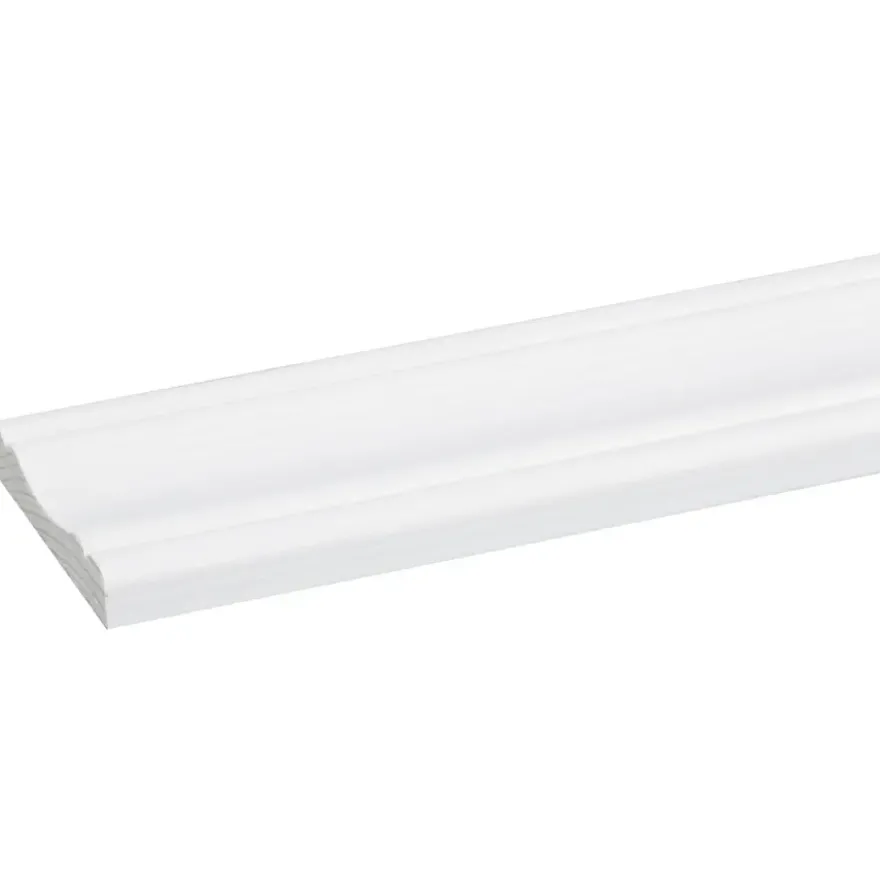 Decorlijst grenen 8x45 mm wit gegrond lengte 270 cm