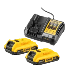 DeWalt 18V XR 2 accu's 2.0Ah + acculader / snellader DCB1104D2-QW