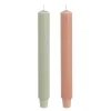 Dinerkaars stearine roze l.groen 2 stuks - h25xd3cm