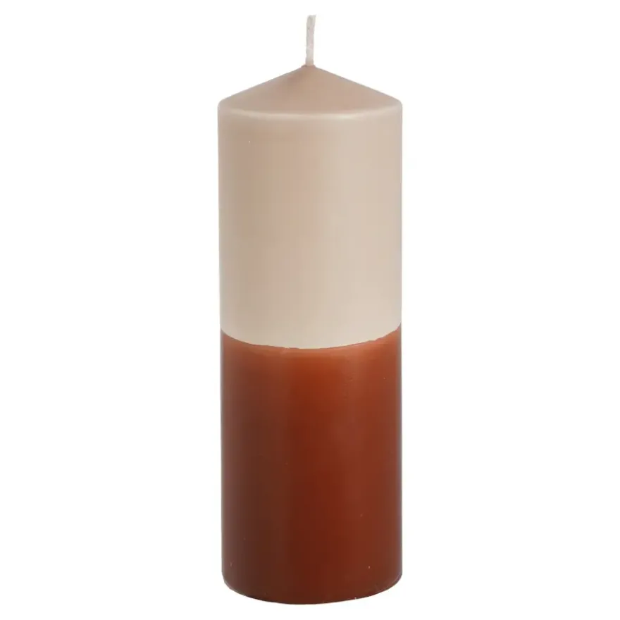 Dip-dye kaars stearine licht roze terra - h20xd7cm