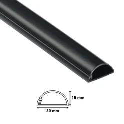 D-line kabelgoot halfrond zwart 30/15 mm 2 meter