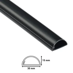 D-line kabelgoot halfrond zwart 30/15 mm 1 meter