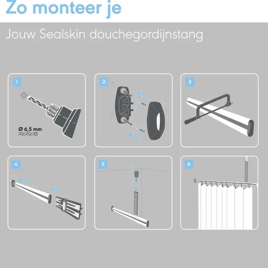 Douchestang Easy Roll 90x90x90cm wit