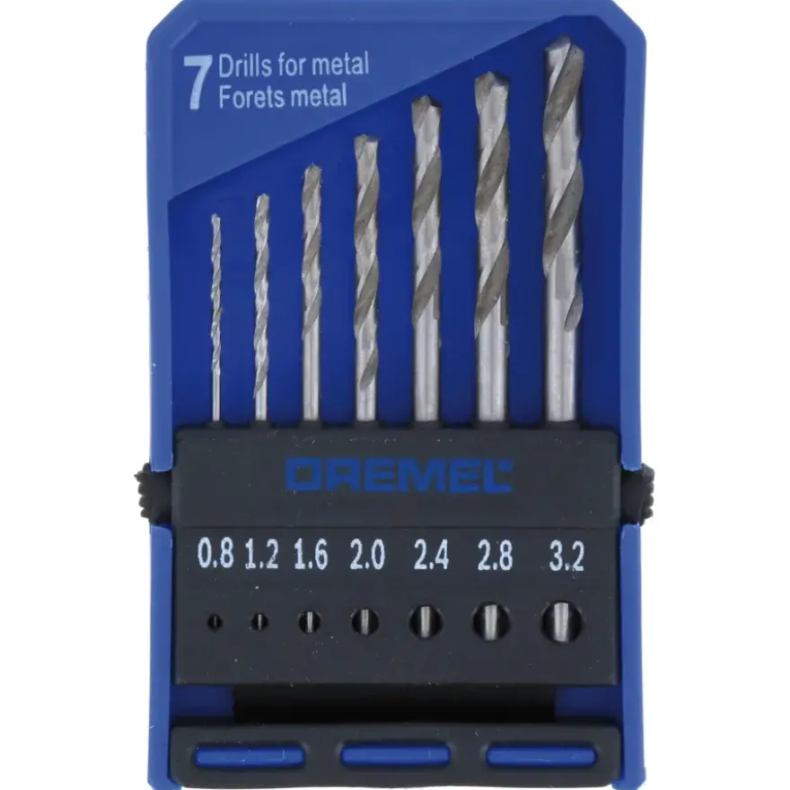 Dremel multitool accessoires - borenset precisie voor hout / zacht metaal - 7-delig - 0,8 tot 3,2 mm