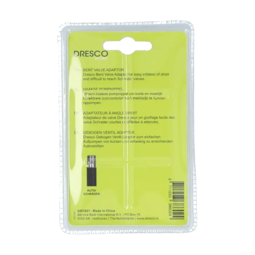 Dresco haakse pompnippel autoventiel