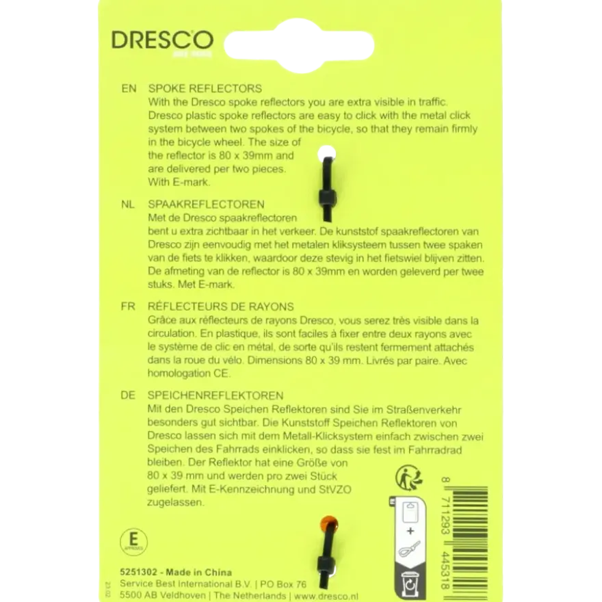 Dresco spaakreflectoren E-keur