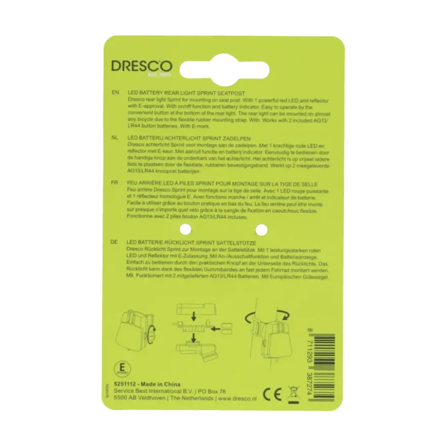 Dresco Sprint achterlicht zadelpen