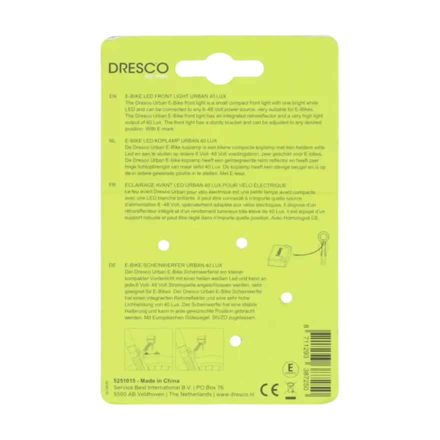 Dresco Urban E-Bike koplamp 40LUX