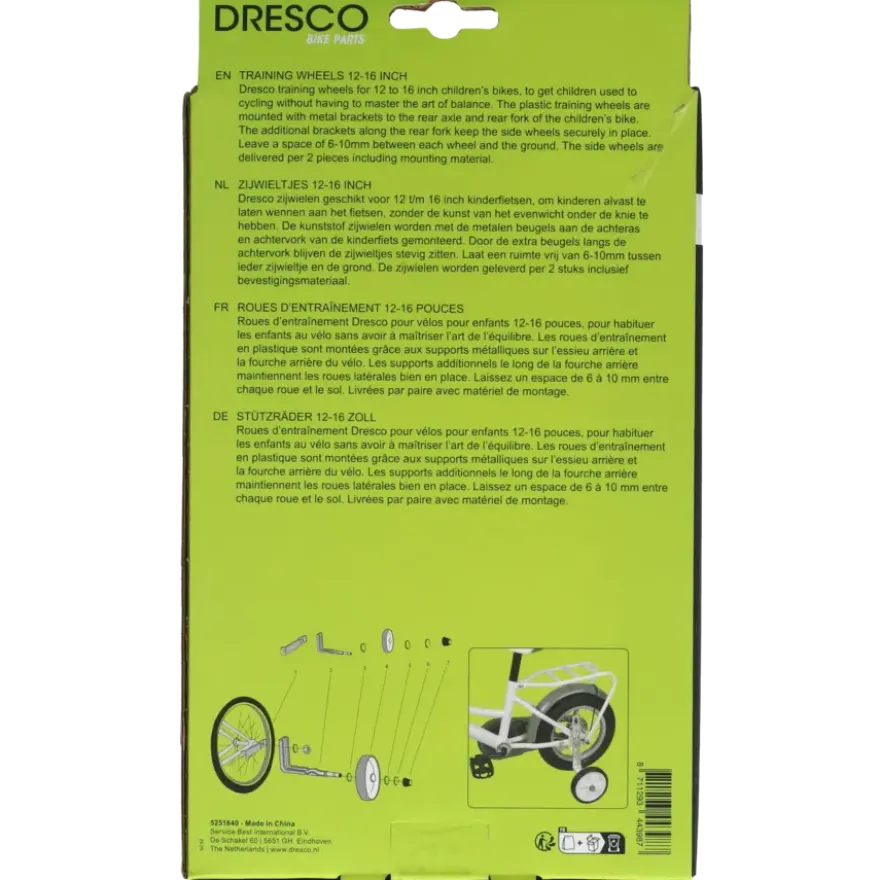 Dresco zijwieltjes 12-16''