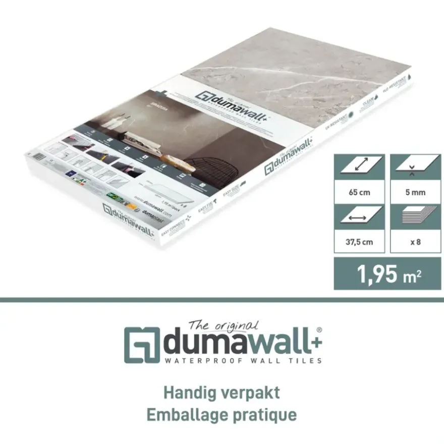 Dumawall+ wandtegel kunststof Evora glans 1,95m² 37,5x65cm 8 stuks