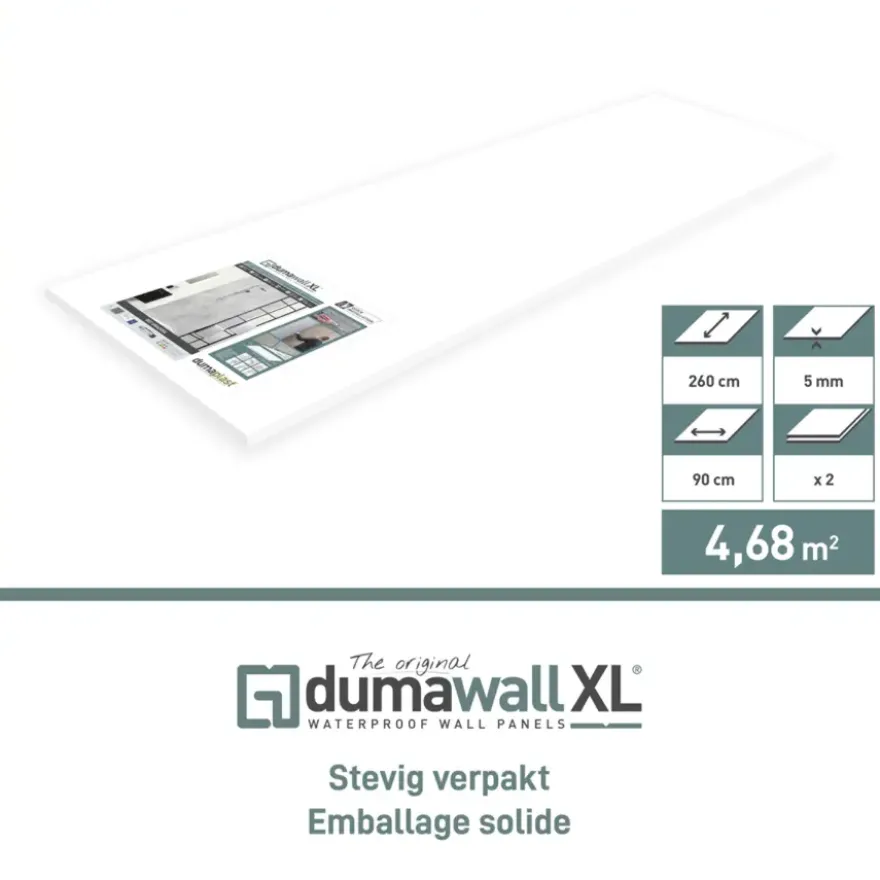 Dumawall XL kunststof wandbekleding Trapani glans 4,68m² 90x260cm - 2 stuks