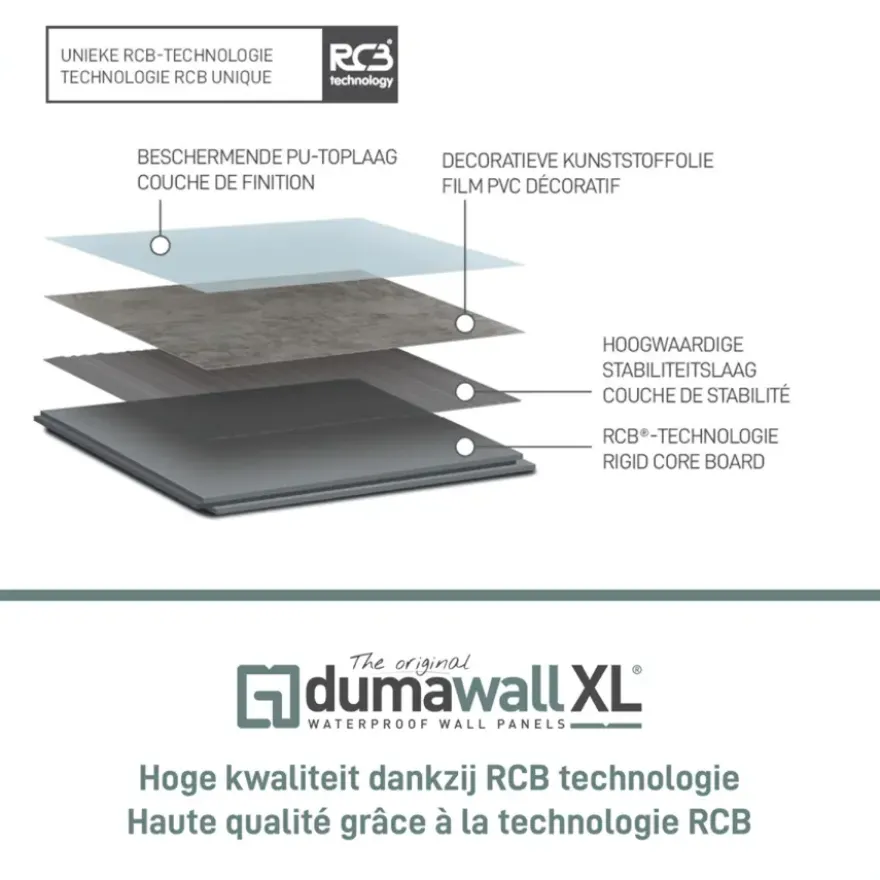 Dumawall XL kunststof wandbekleding Trapani glans 4,68m² 90x260cm - 2 stuks