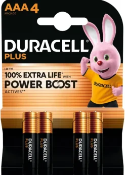 Duracell Batterij AAA Alkaline Plus Power Boost 4 stuks