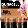 Duracell Batterij AA Alkaline Plus 4 stuks