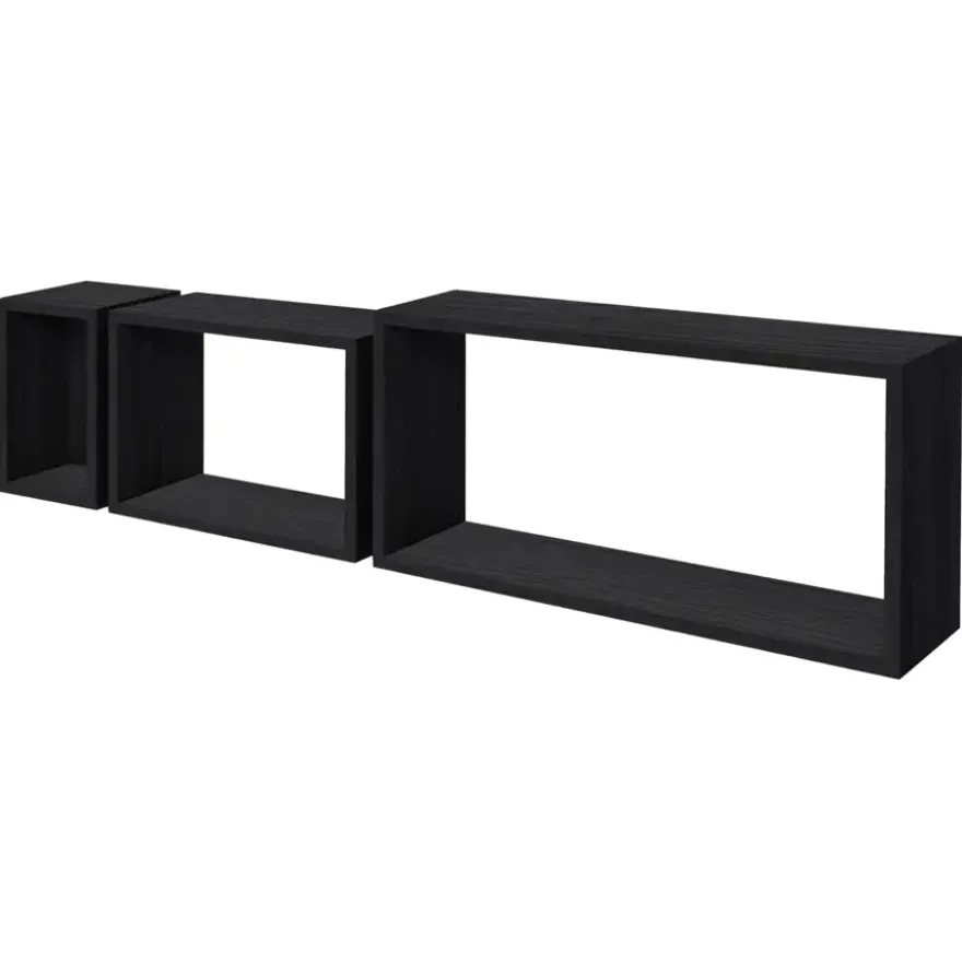 Duraline kubus zwart eik 60x30x15 cm 18mm set 3 stuks