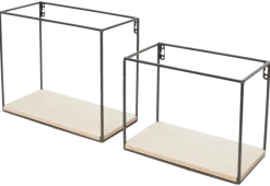 Duraline muur kubussen staal/hout set 2 stuks