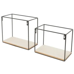 Duraline muur kubussen staal/hout set 2 stuks