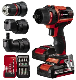 Einhell 18V accuboormachine TE-CD 18/45 Li Kit incl. 2 accu's 2Ah + snellader + 22-delige boren- en bitset + koffer