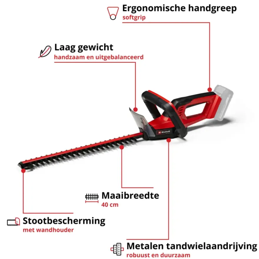 Einhell 18V heggenschaar GC-CH 18/40 Li (zonder accu)