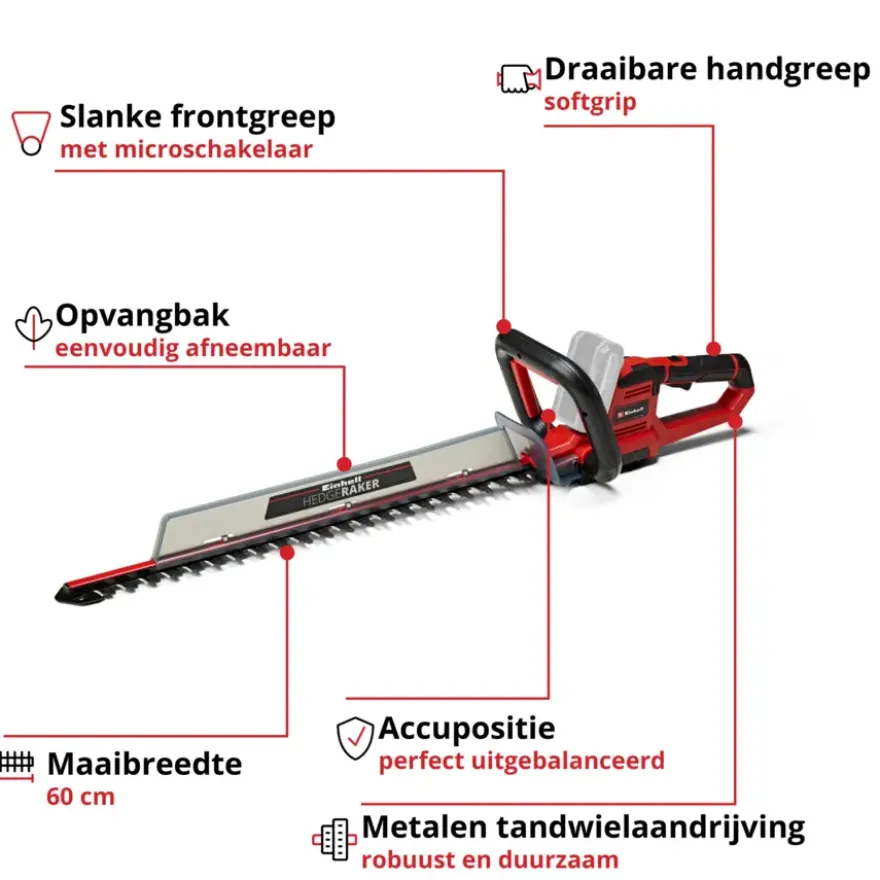 Einhell 18V heggenschaar GE-CH 18/60 Li (zonder accu)