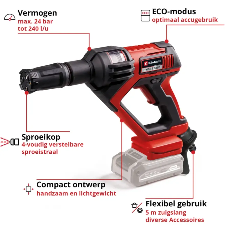 Einhell 18V Hypresso drukreinigingspistool 18/24 (zonder accu)