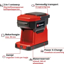 Einhell 18V koffiemachine TE-CF 18 Li (zonder accu)