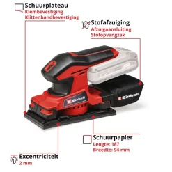 Einhell 18V vlakschuurmachine TC-OS 18/187 LI (zonder accu)