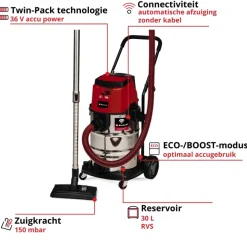 Einhell 2x18V droogzuiger TP-VC 36/30 S Auto (zonder accu)