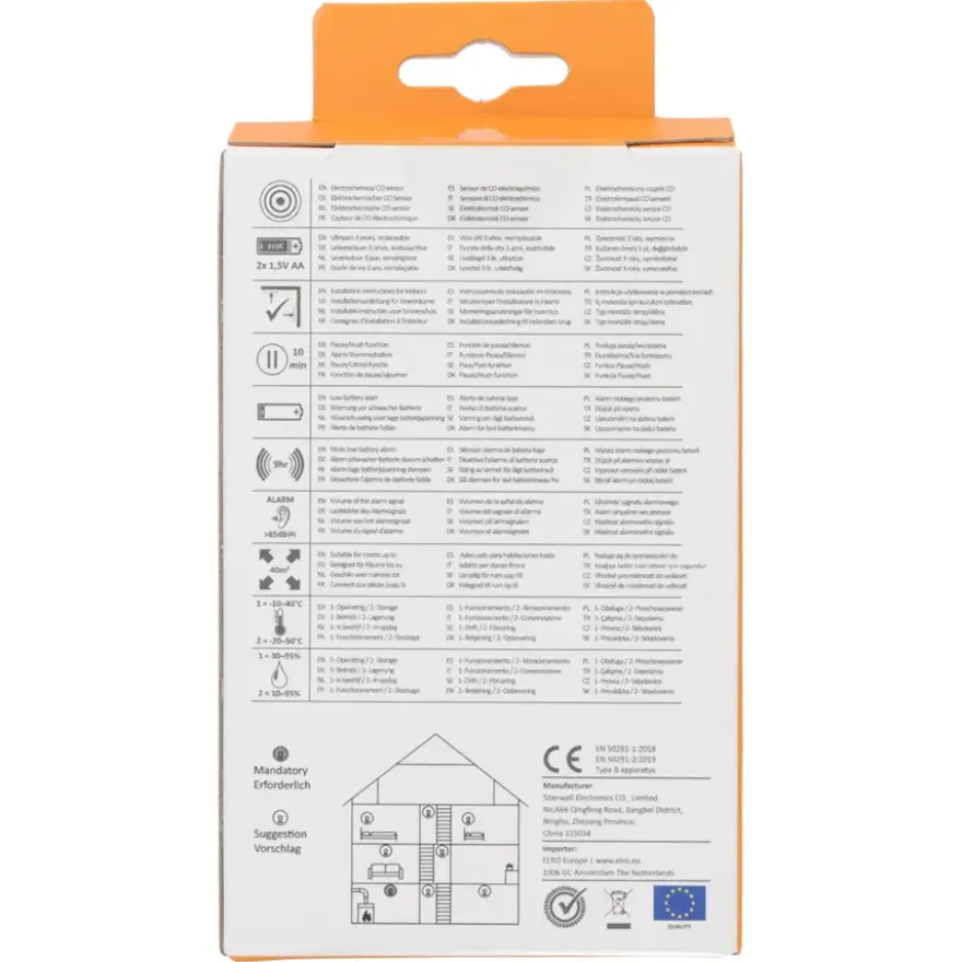 Elro FC5003 koolmonoxidemelder inclusief 2 jaar AA-batterij