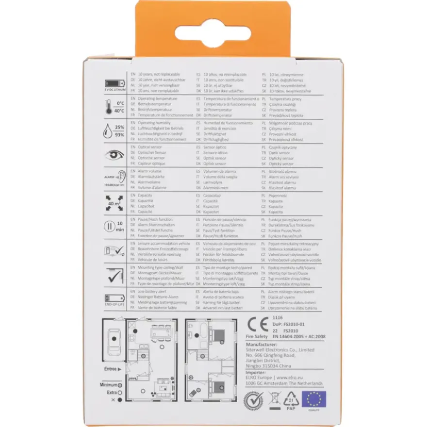 Elro FS2010 optische rookmelder inclusief 10 jaar lithium batterij